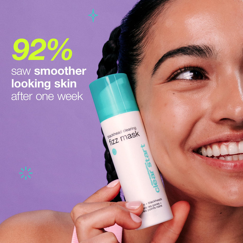 Dermalogica Clear Start fizz mask product shot conveys easy routine.