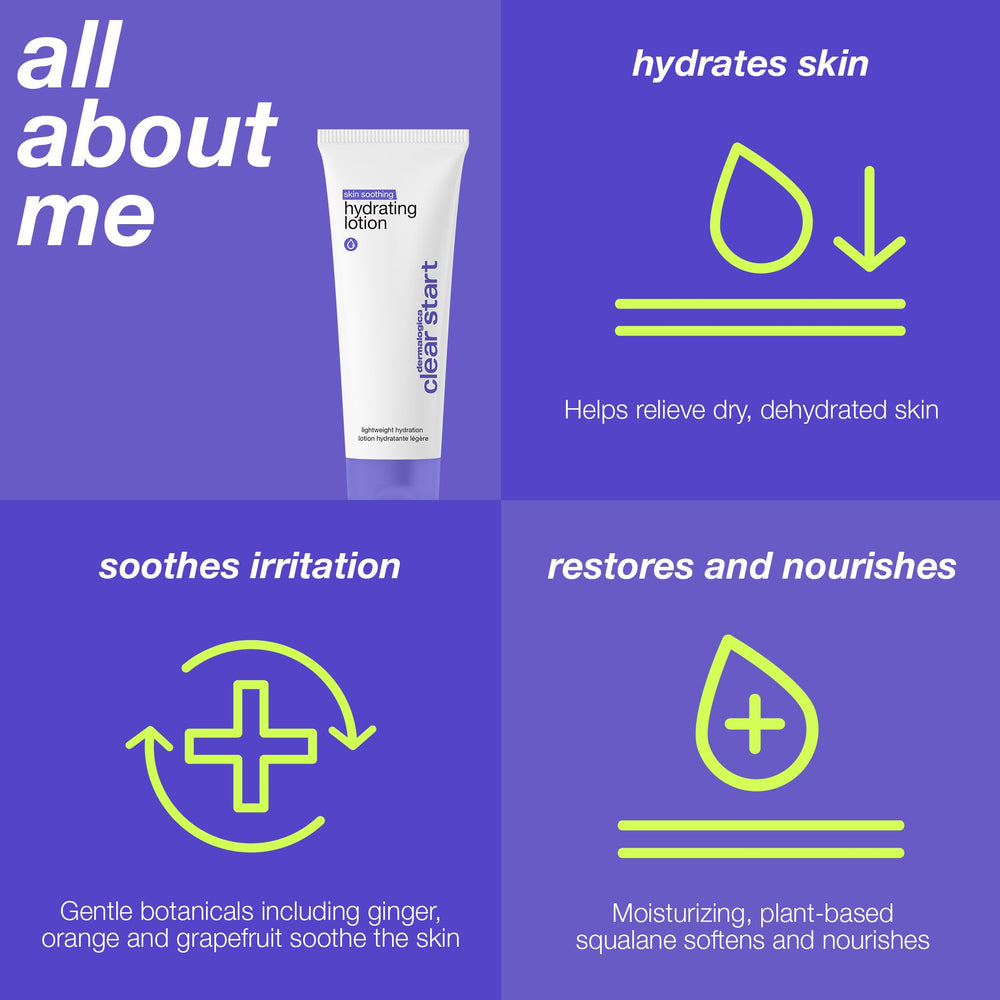 Dermalogica Clear Start lotion close-up highlights hyaluronic acid for plump skin