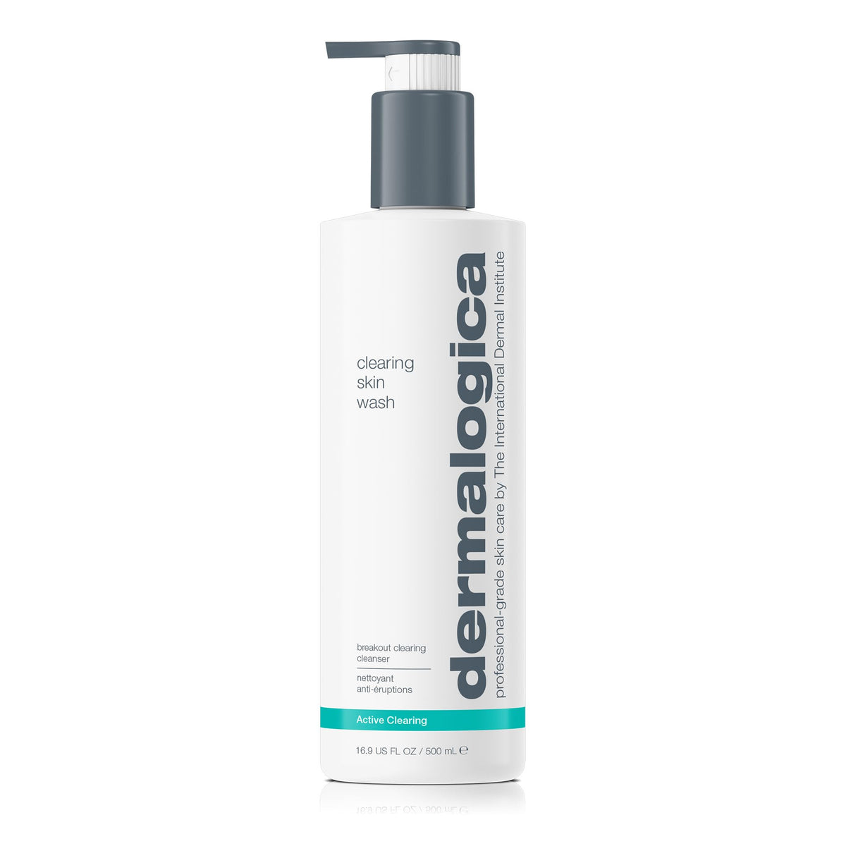 Dermalogica Clearing Skin Wash pump bottle for daily acne-prone skin cleansing.