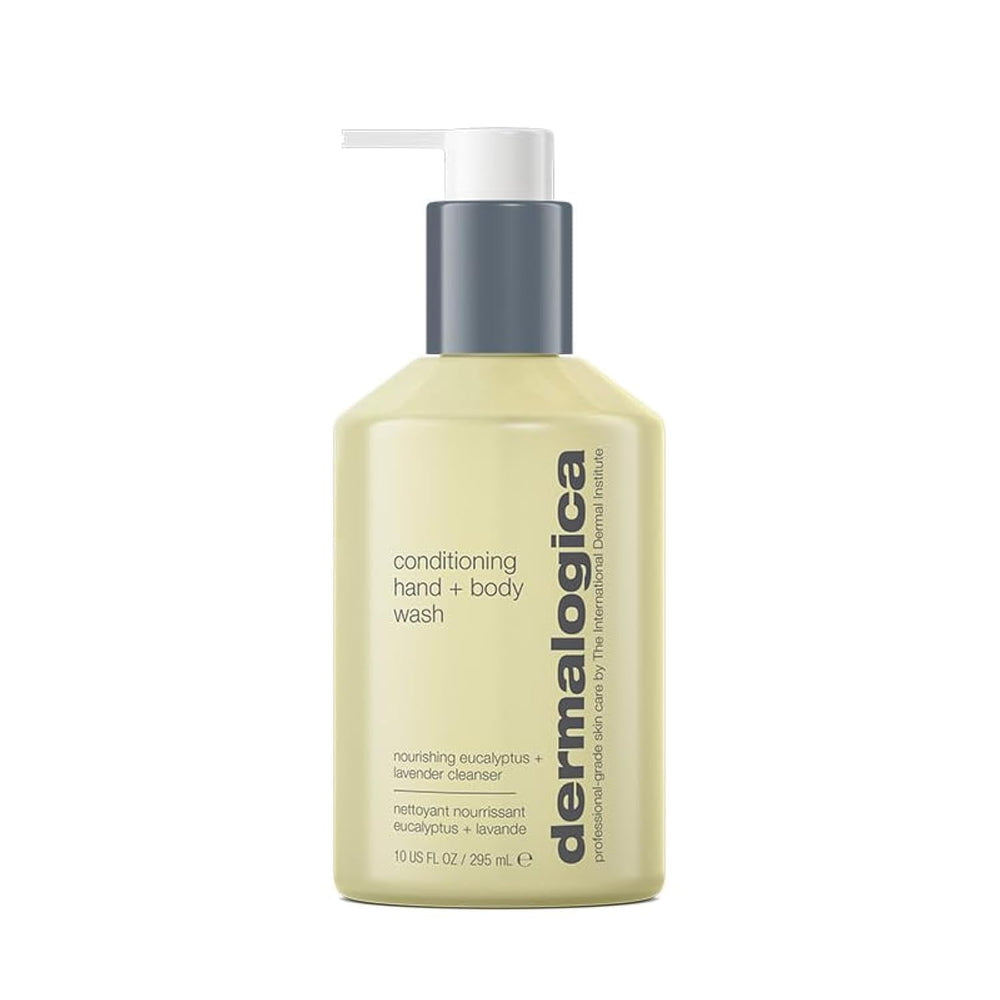 Dermalogica Conditioning Hand + Body Wash bottle-pump delivers nourishing cleanse for daily use