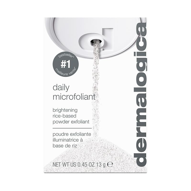 Dermalogica Daily Microfoliant powder shown, ready to activate with water for gentle exfoliation.