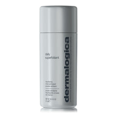 Dermalogica Daily Superfoliant packaging closeup highlighting premium exfoliation for a polished complexion.