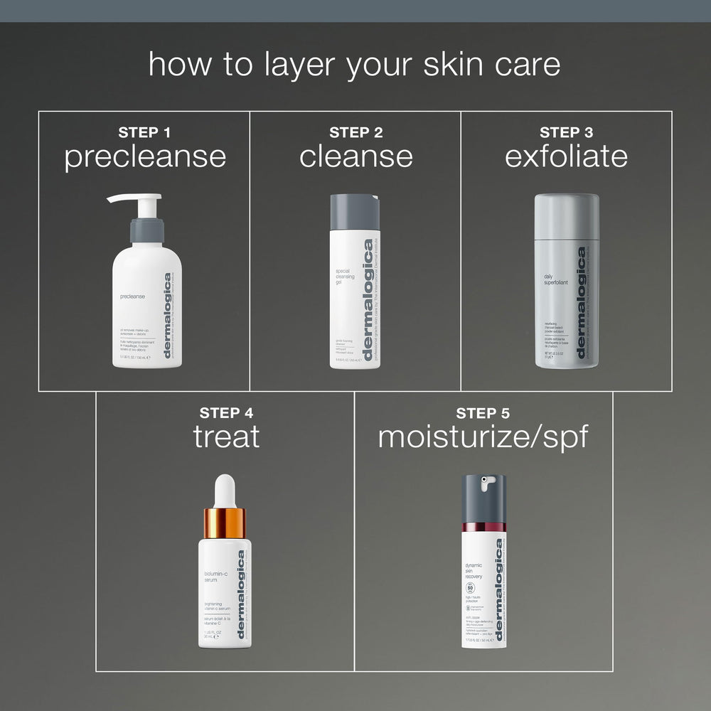 Dermalogica Daily Superfoliant in a spa-like setting suggests premium at-home exfoliation.