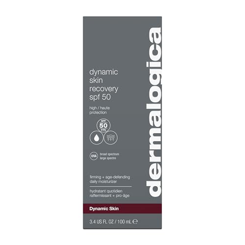 Dermalogica Dynamic Skin Recovery SPF50 bottle back highlights UVA/UVB protection details