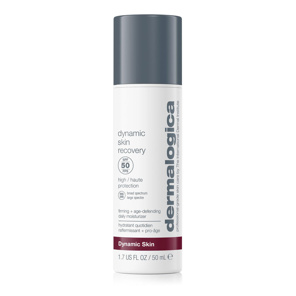 Dermalogica Dynamic Skin Recovery SPF50 bottle demonstrates daily hydration and broad-spectrum protection
