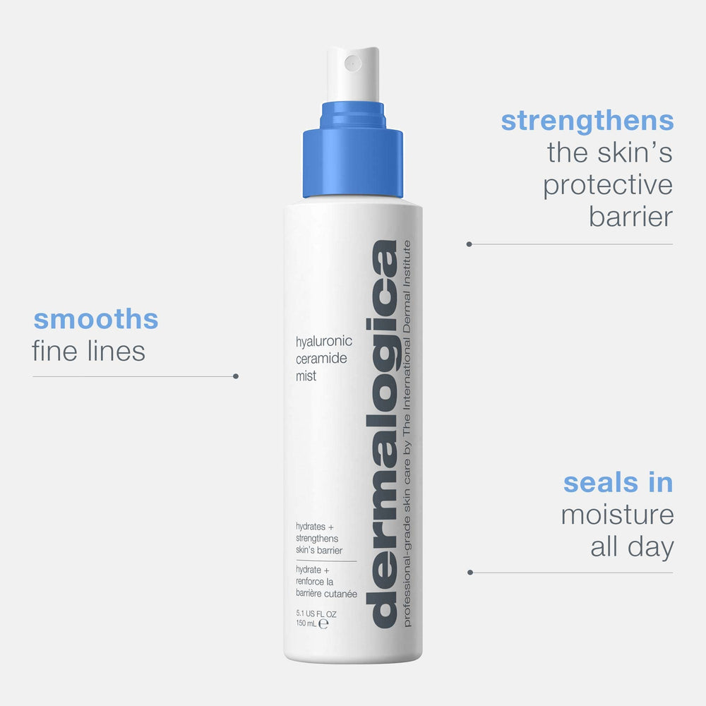 Dermalogica Hyaluronic Ceramide Mist used in a skincare routine for refreshed, strengthened skin.