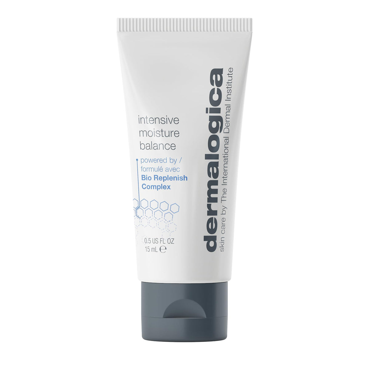 Dermalogica Intensive Moisture Balance bottle closeup shows rich hydration for dry skin