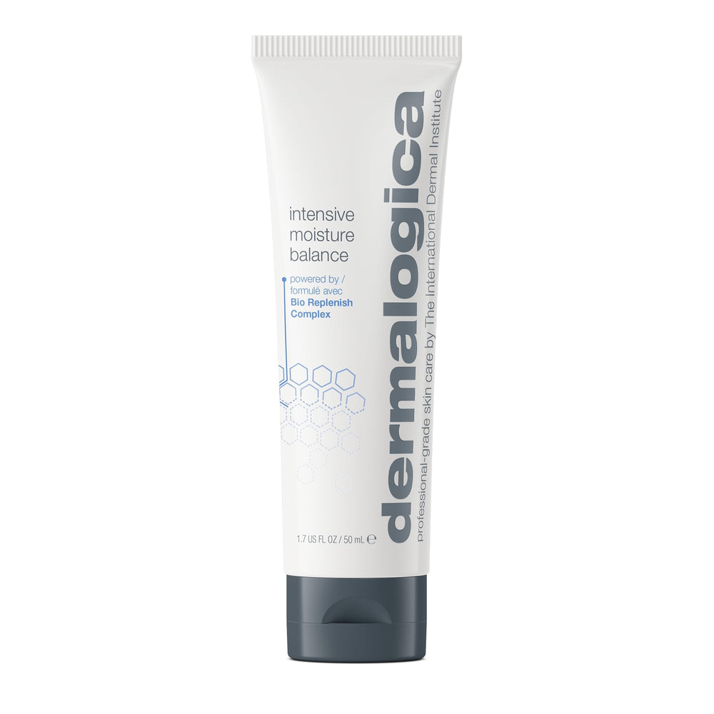 Dermalogica Intensive Moisture Balance jar closeup highlighting its rich hydration for dry skin.