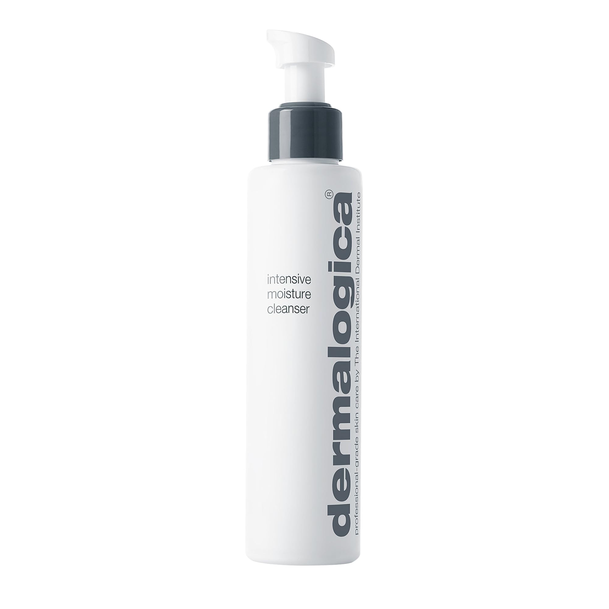 Dermalogica Intensive Moisture Cleanser bottle highlights hydrating cleanse for dry skin comfort.