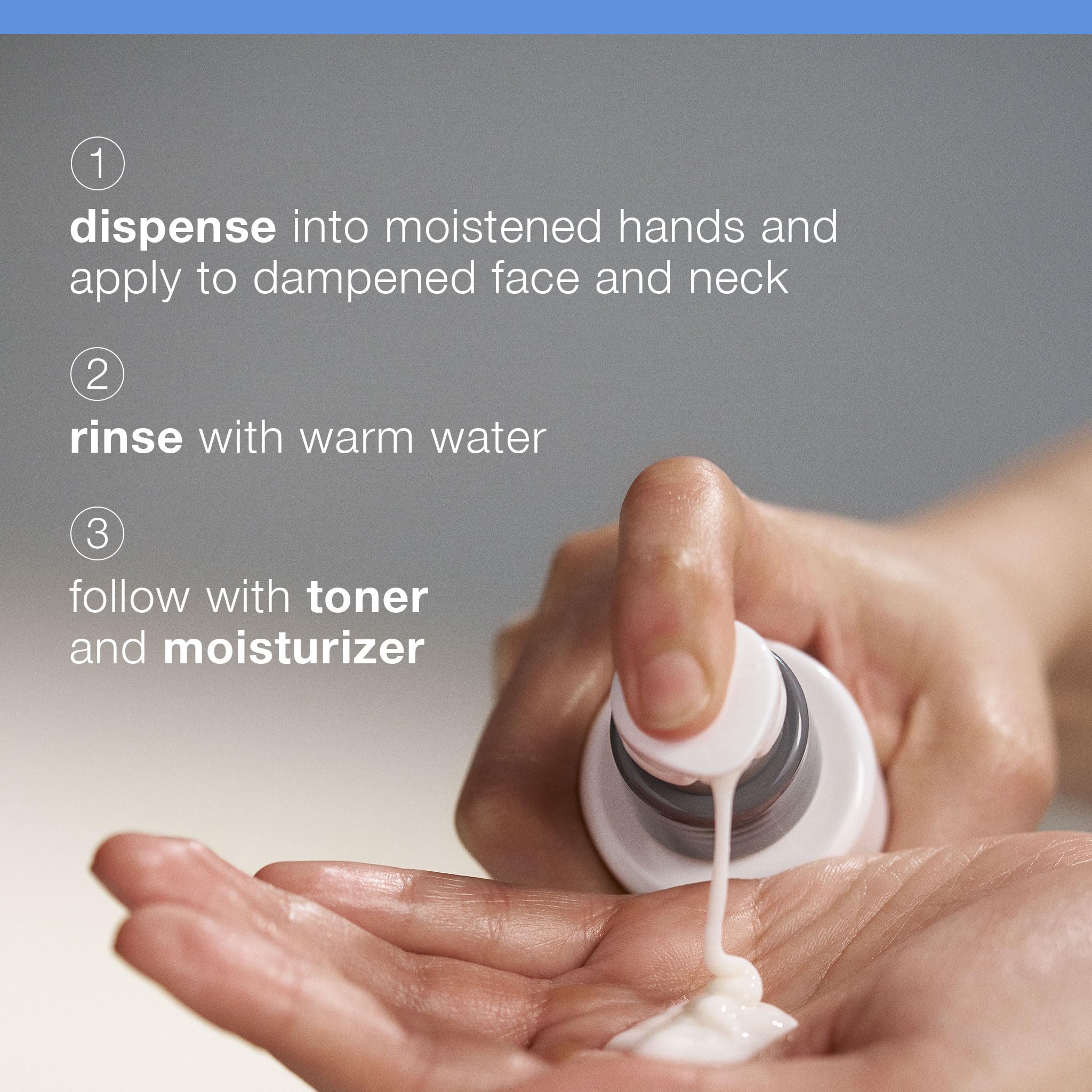 Dermalogica Intensive Moisture Cleanser in-use shot evokes a soothing, non-drying cleanse.
