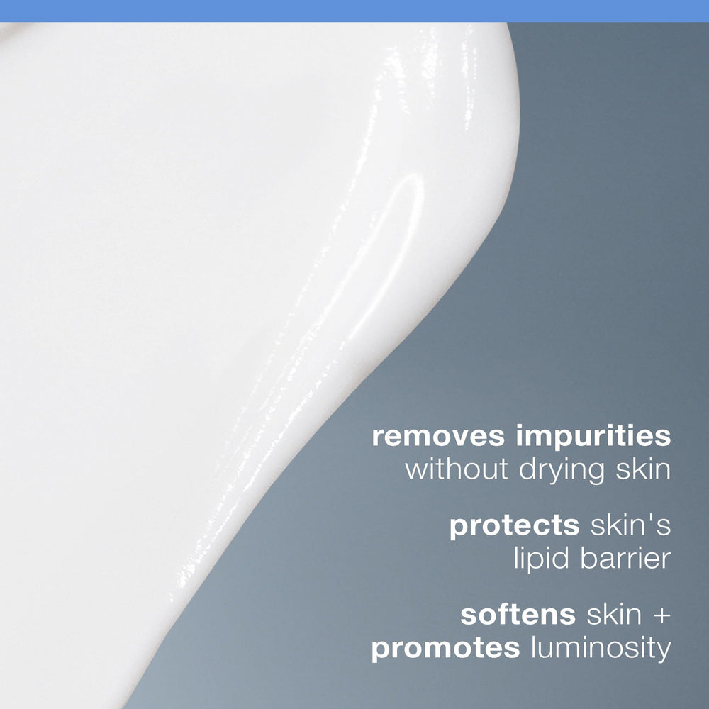 Dermalogica Intensive Moisture Cleanser texture close-up shows creamy lather and gentle cleansing.