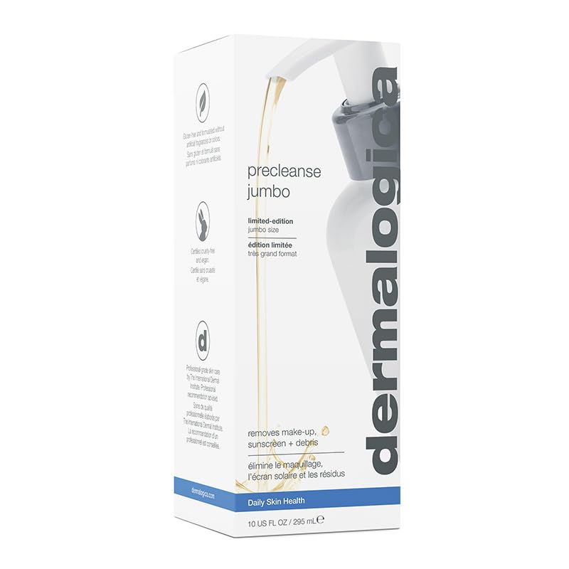 Dermalogica PreCleanse close-up shows milky emulsion during rinse stage.