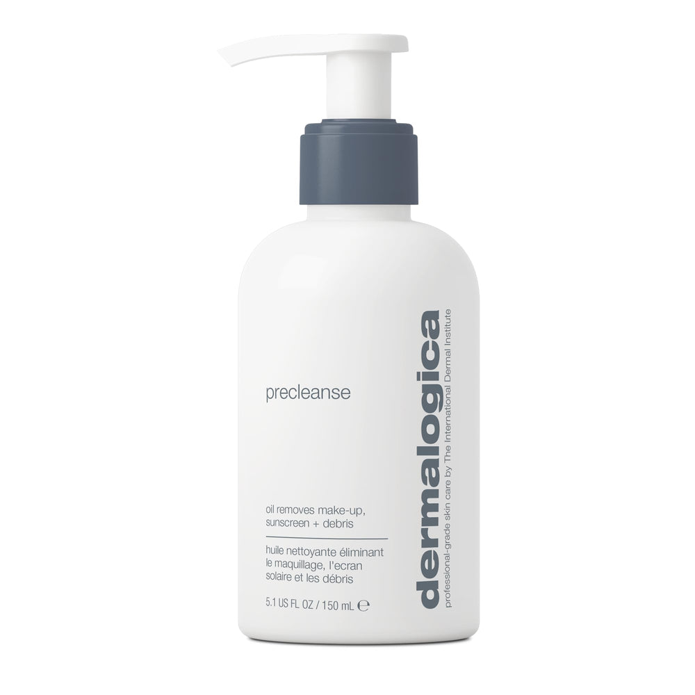 Dermalogica PreCleanse oil bottle pour dissolves makeup before cleansing.