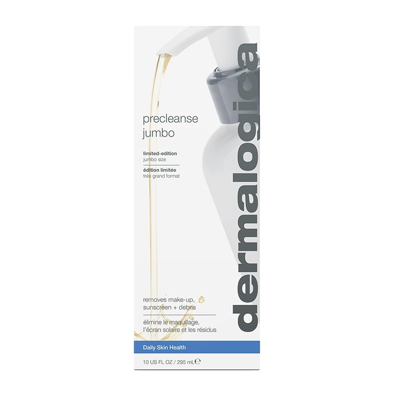 Dermalogica PreCleanse being poured to remove makeup and sunscreen effectively.
