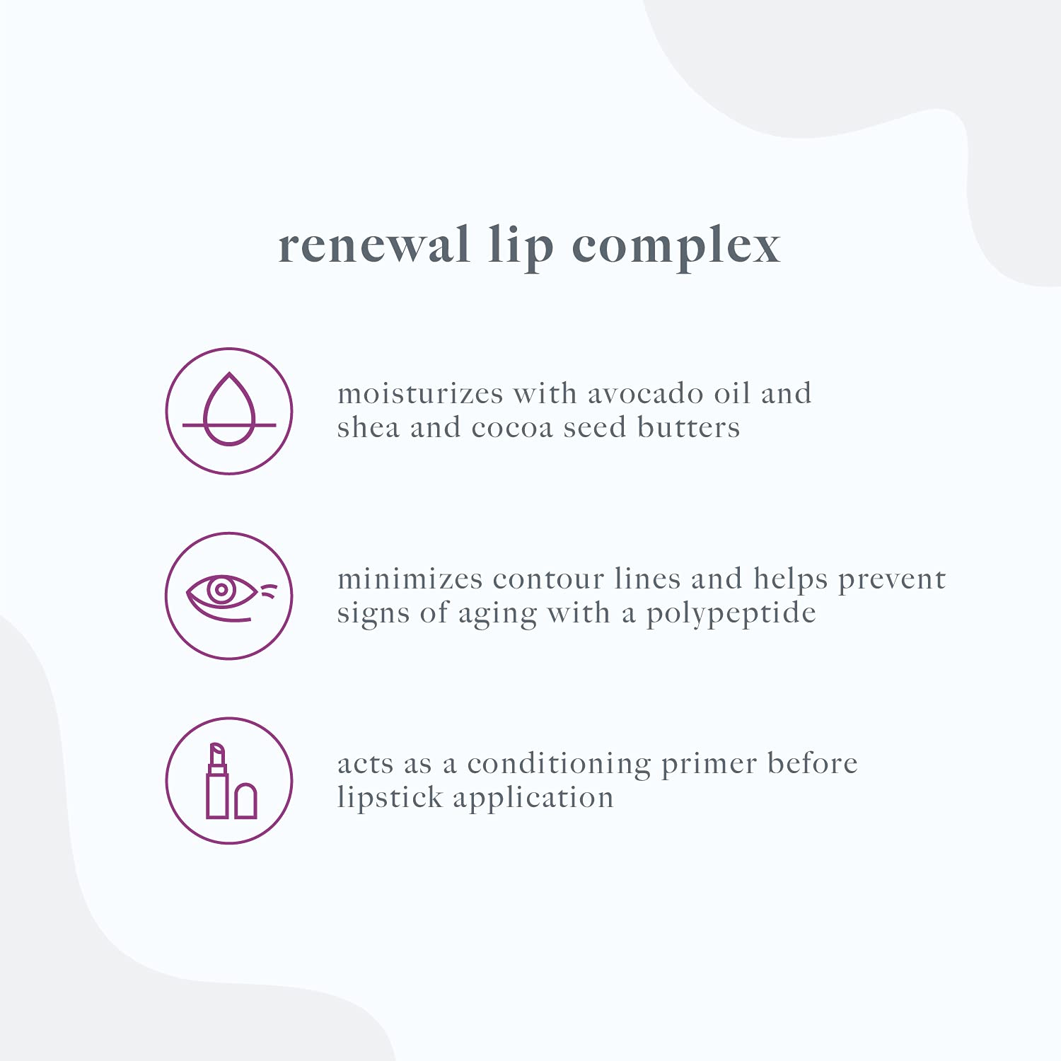 Dermalogica Renewal Lip Complex ingredients highlight avocado, shea, and cocoa butters.