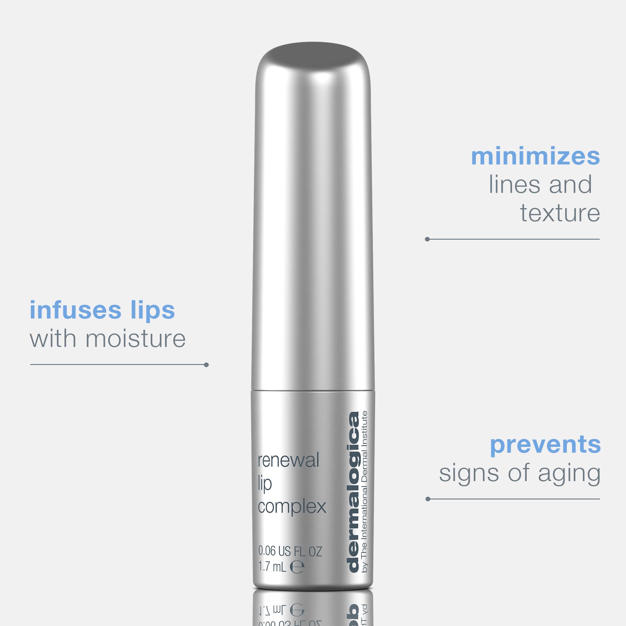 Dermalogica Renewal Lip Complex on soft lips demonstrates improved texture.