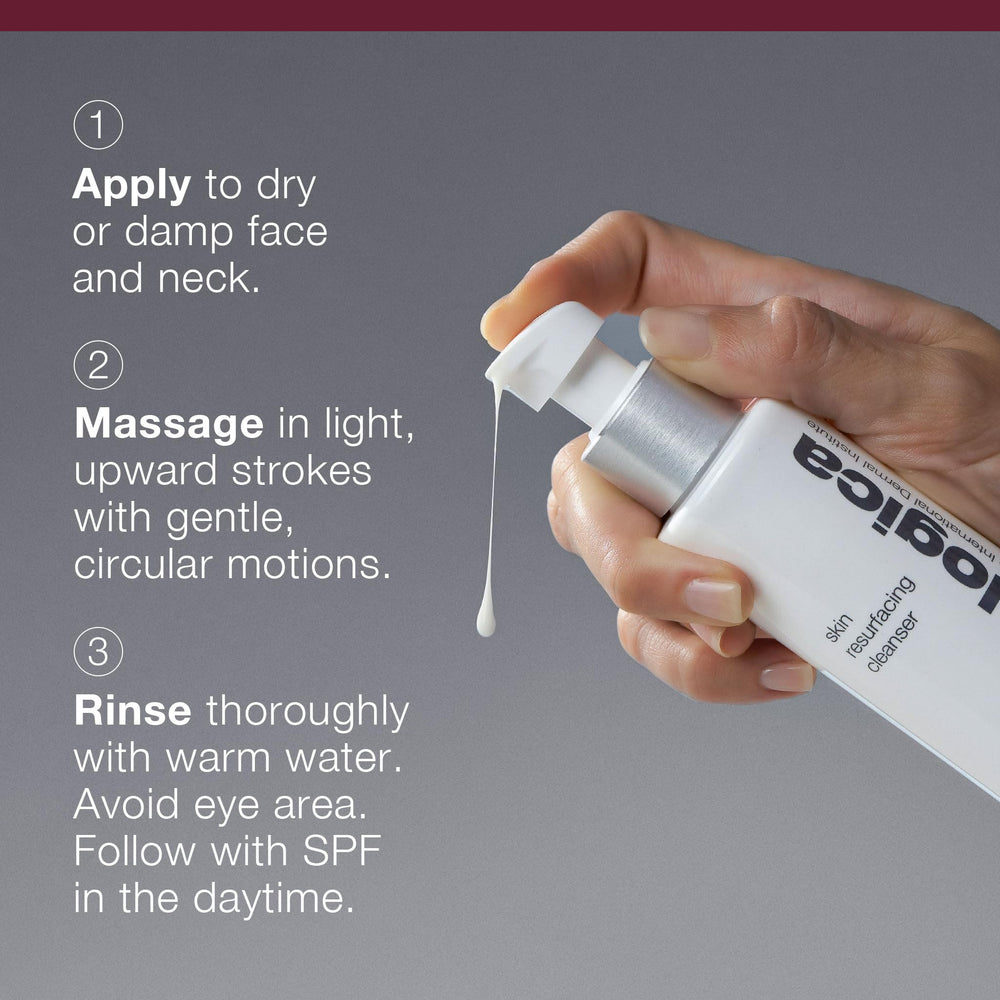 Dermalogica Skin Resurfacing Cleanser applied on skin suggests a thorough cleanse and refine texture