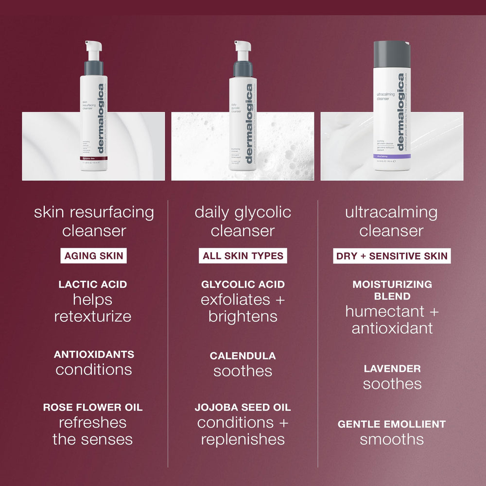 Dermalogica Skin Resurfacing Cleanser pump close-up shows convenient daily-use packaging