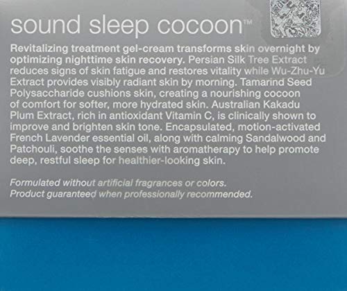 Dermalogica Sound Sleep Cocoon gel texture swirls highlight a cooling, soothing finish.