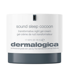 Dermalogica Sound Sleep Cocoon jar closeup showing rich gel texture for overnight hydration.