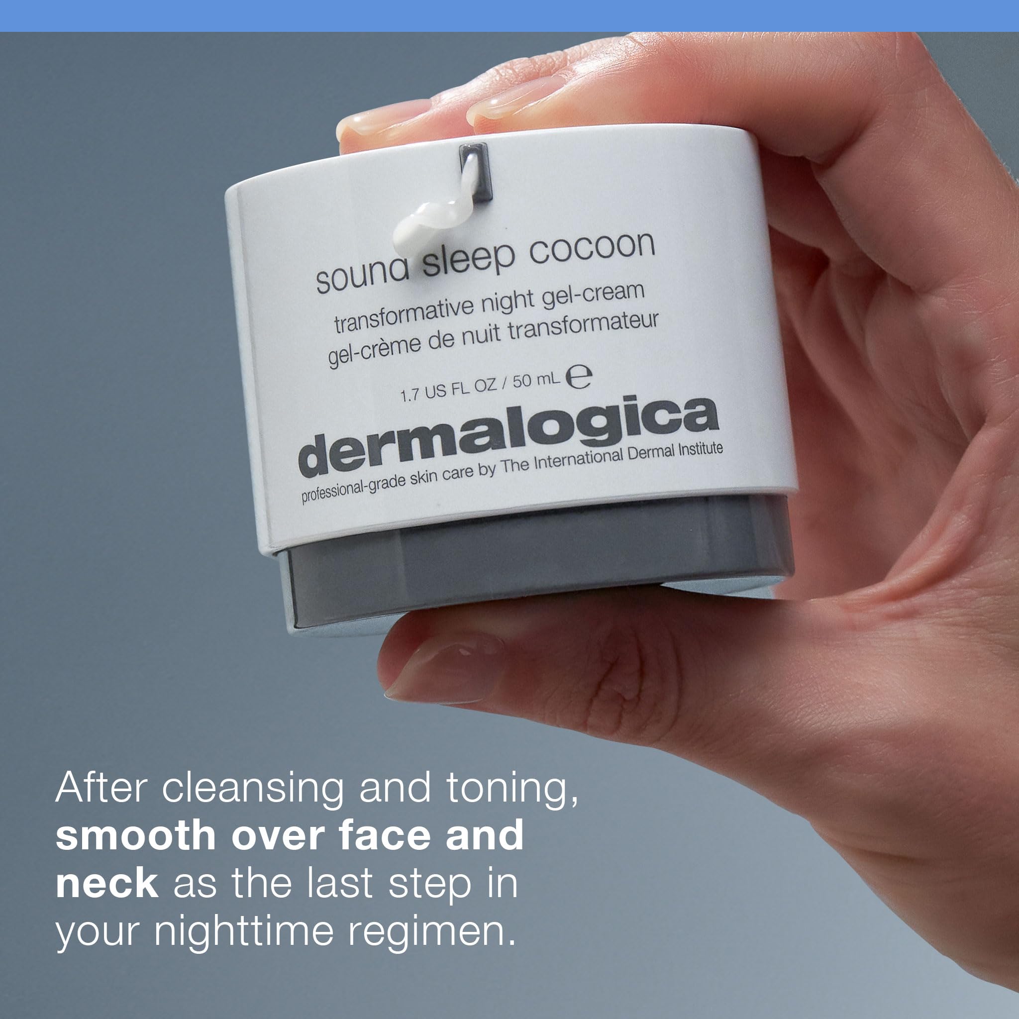 Dermalogica Sound Sleep Cocoon radiance by morning on refreshed skin.