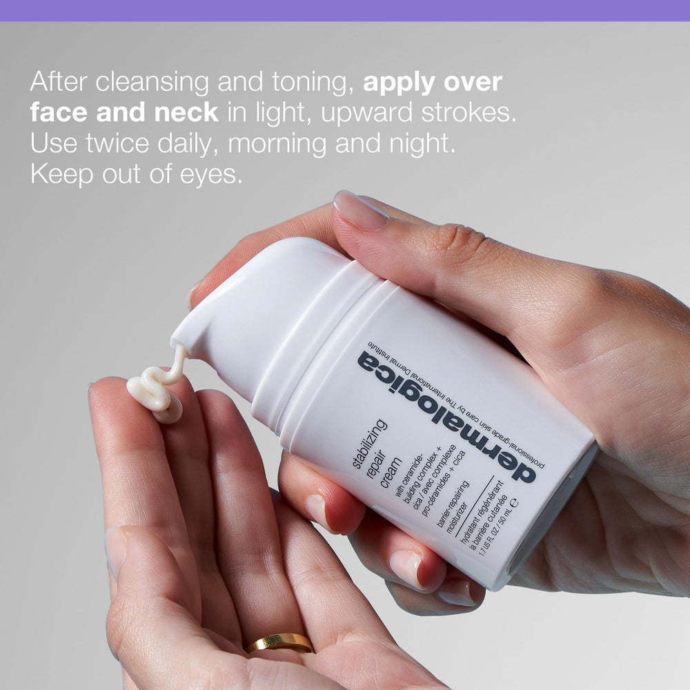 Dermalogica Stabilizing Repair Cream 1.7oz jar on shelf, ready for daily use.