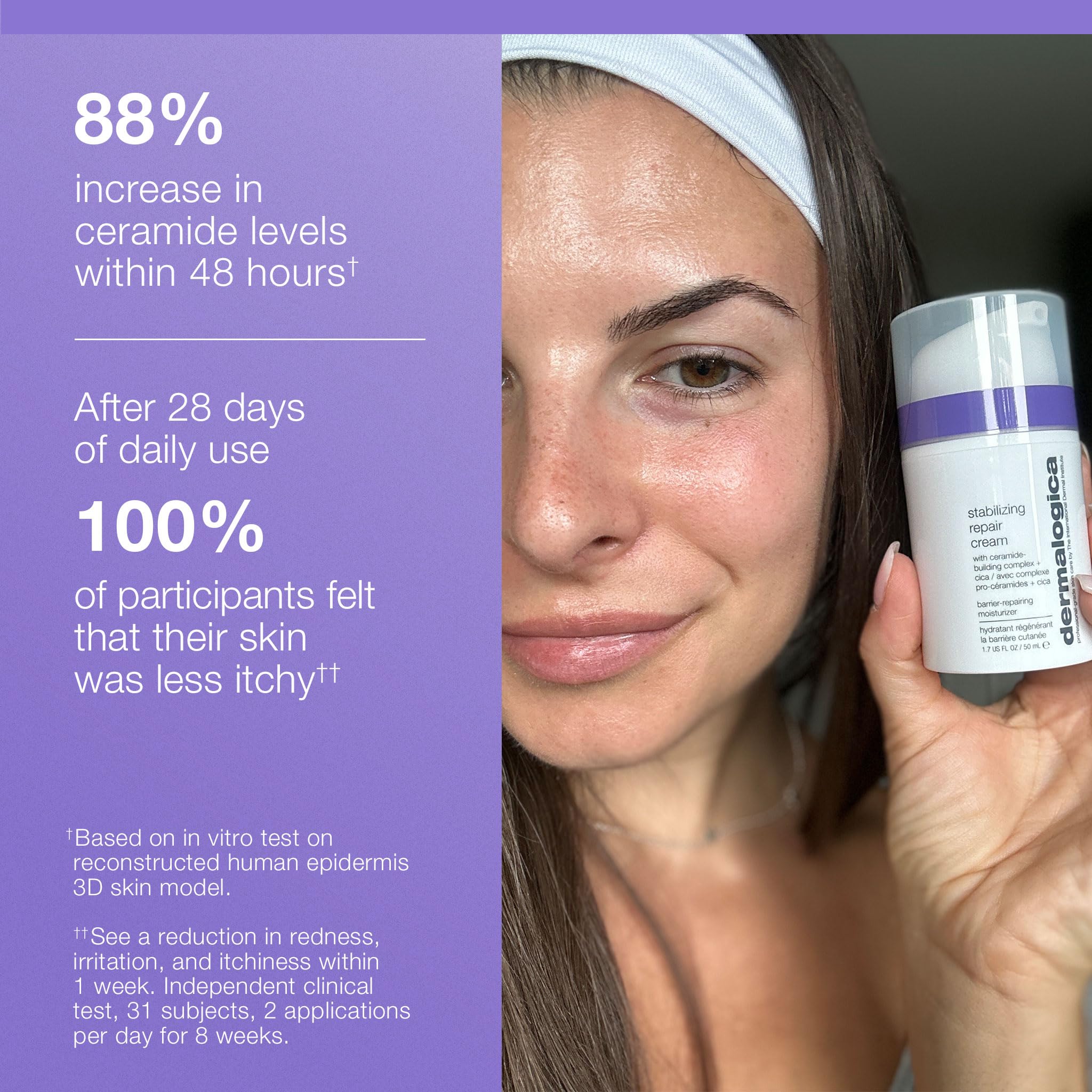 Dermalogica Stabilizing Repair Cream Tasmania Lanceolata focus, supports calm skin.