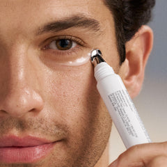 Dermalogica Stress Positive Eye Lift Mask applied under-eye area for brightening