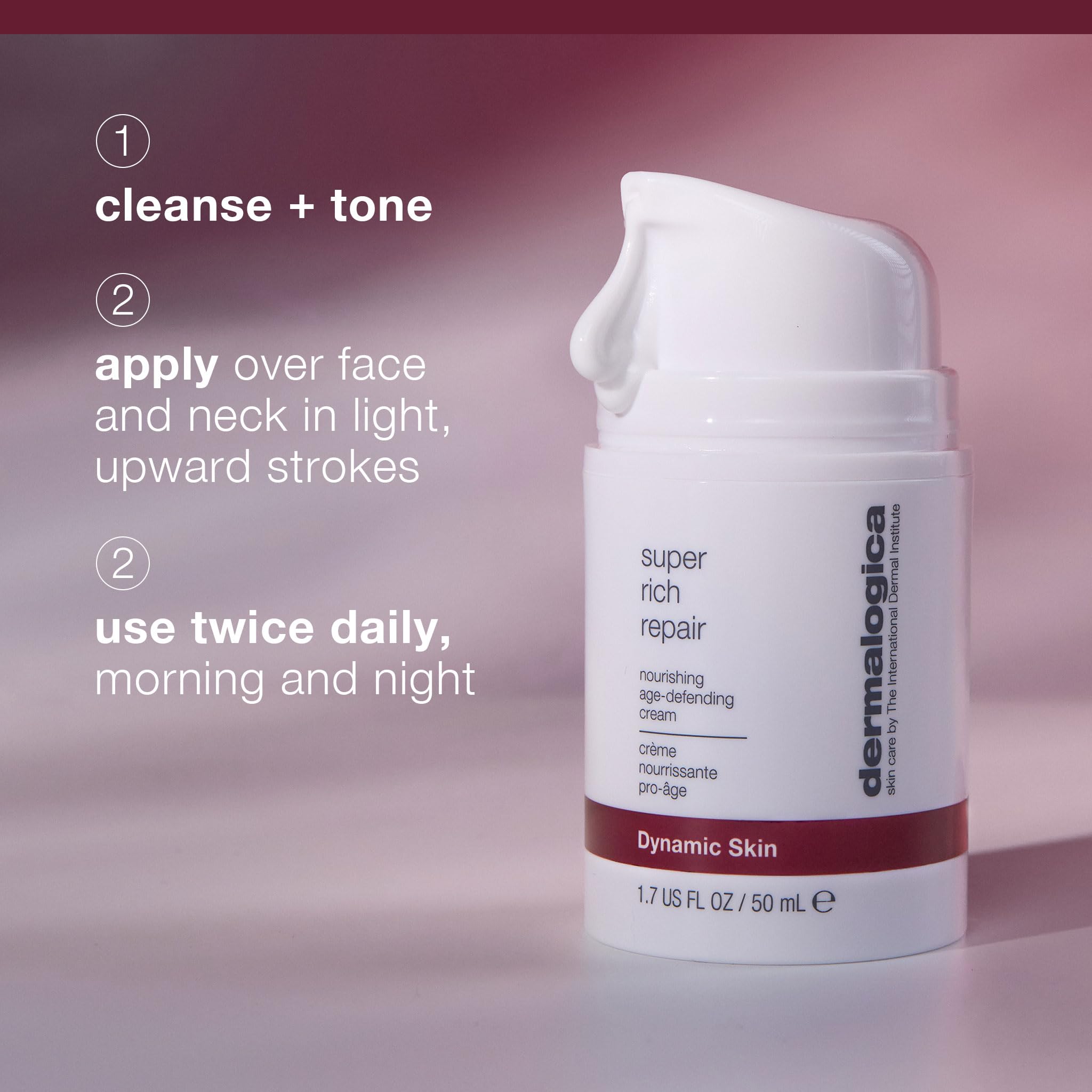 Dermalogica Super Rich Repair application demonstrates soothing, daily hydration for chronically dry skin.