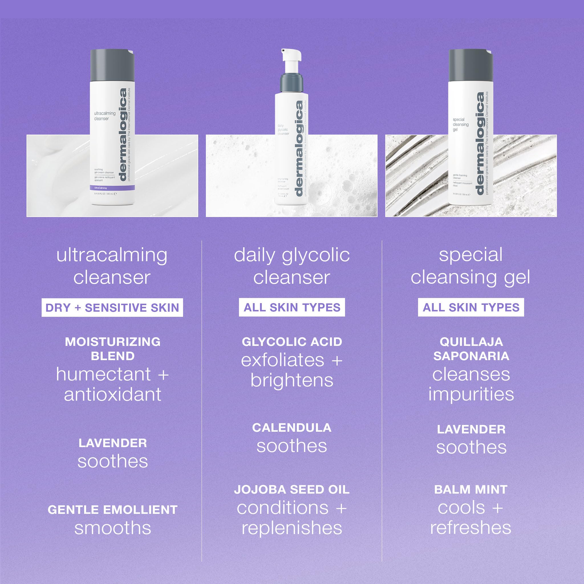 Dermalogica Ultracalming Cleanser massaged onto face and neck for calming cleanse
