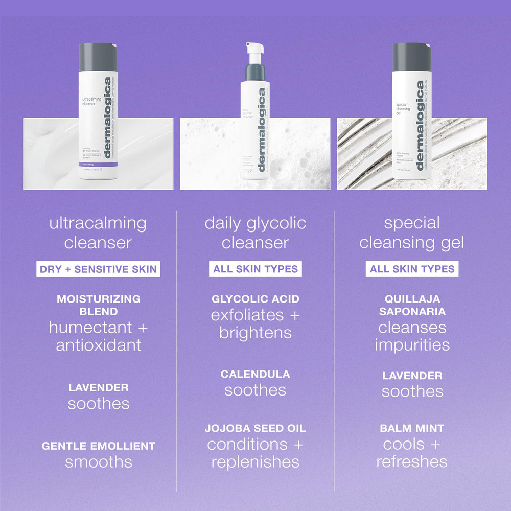 Dermalogica Ultracalming Cleanser massaged onto face and neck for calming cleanse