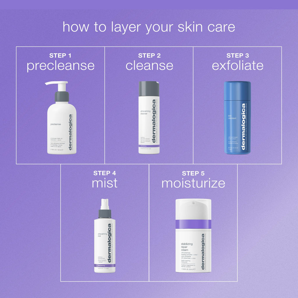 Dermalogica Ultracalming Cleanser closeup emphasizes soothing blend for reactive skin