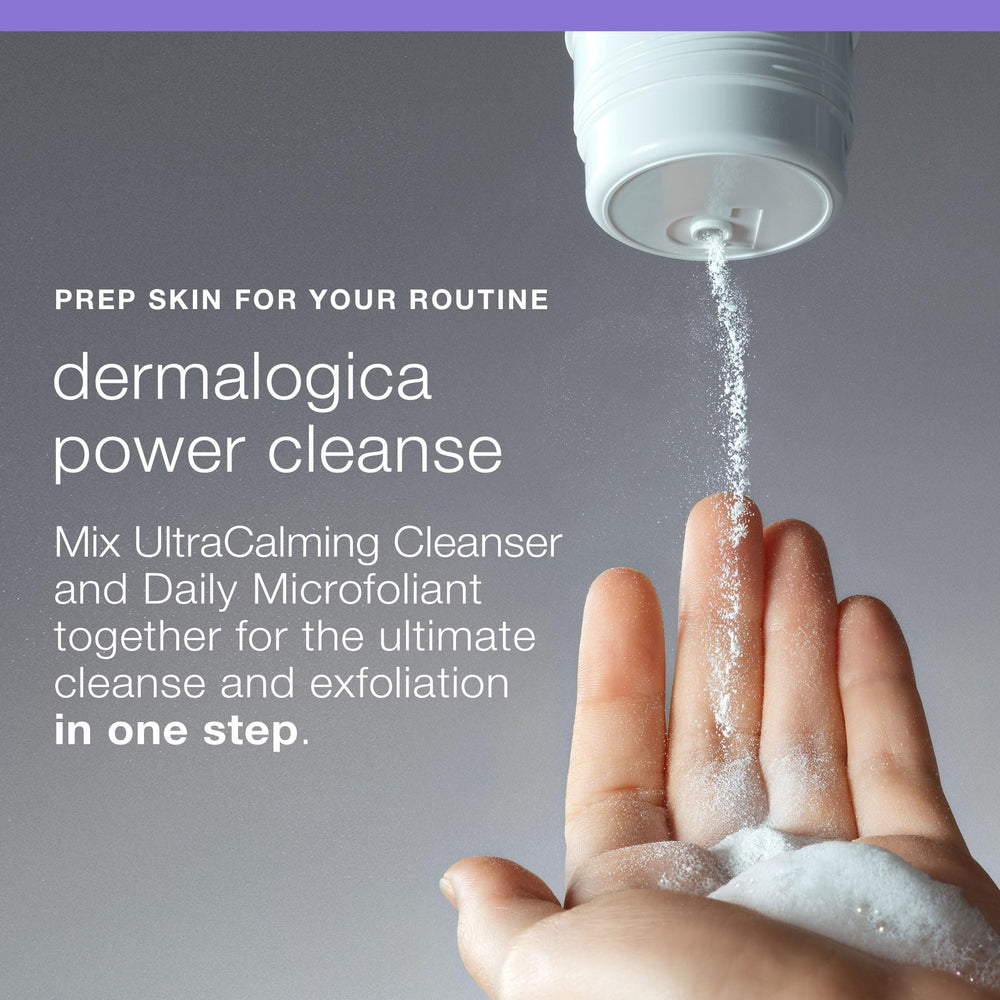 Dermalogica Ultracalming Cleanser followed by mist and moisturizer for balanced care