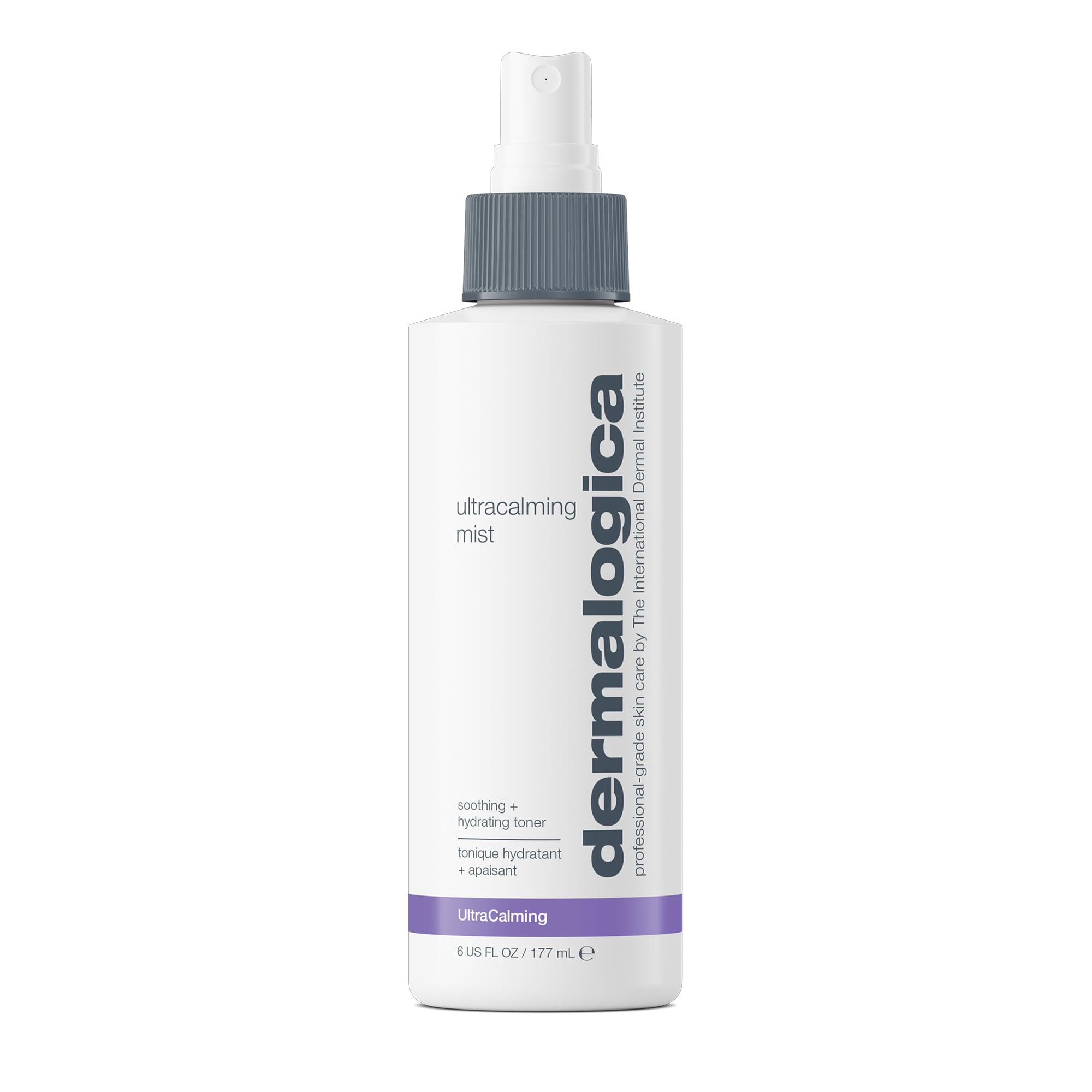 Dermalogica Ultracalming Mist bottle closeup showing calming hydration for sensitive skin