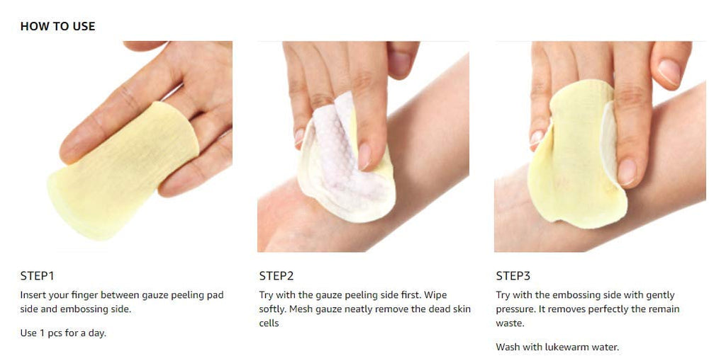 DERMALOGY by NEOGENLAB Bio-Peel Gauze Lemon pads on cotton demonstrate easy-grip cleansing for daily use.