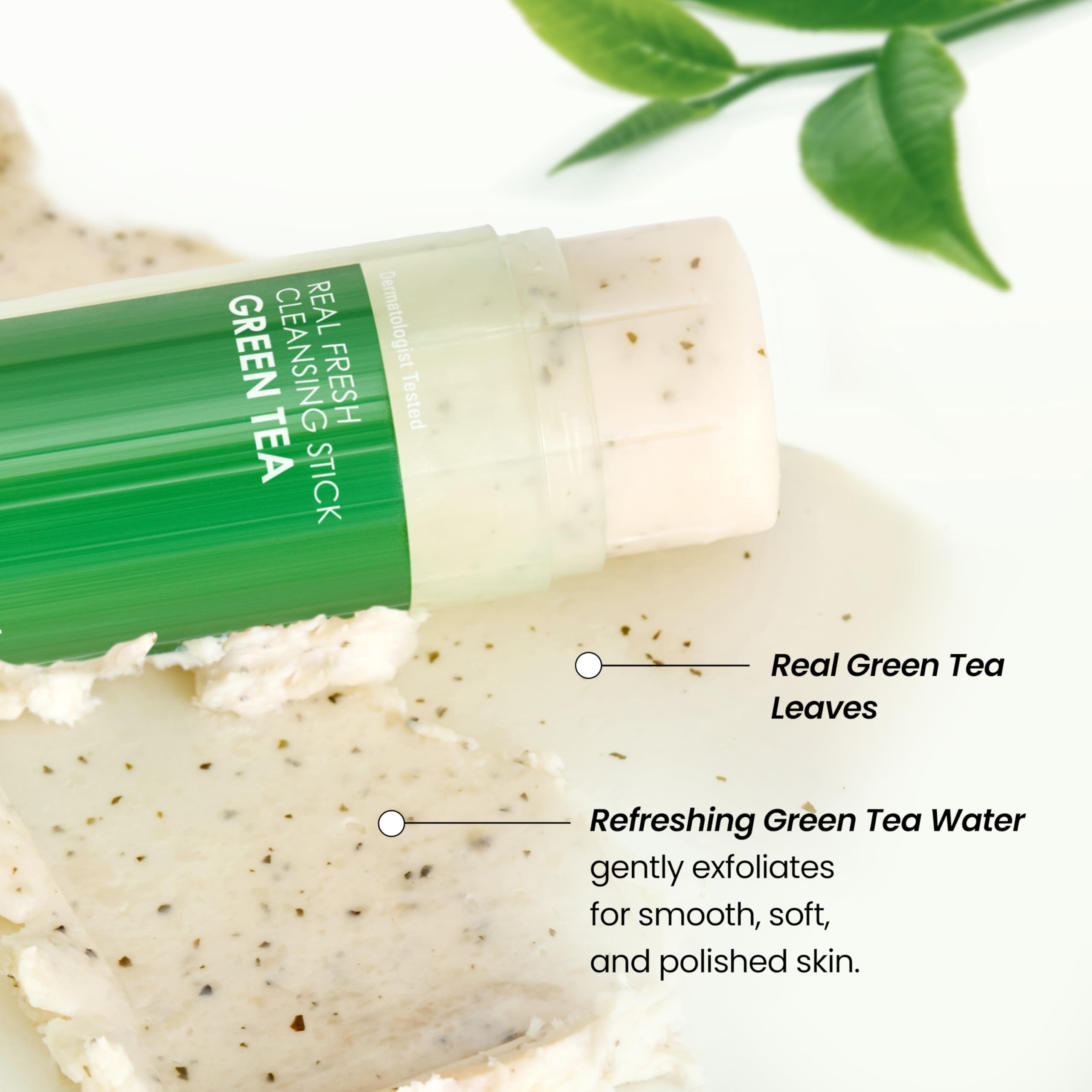 DERMALOGY Green Tea Seed Oil hydration close-up emphasizing skin-softening moisturization.