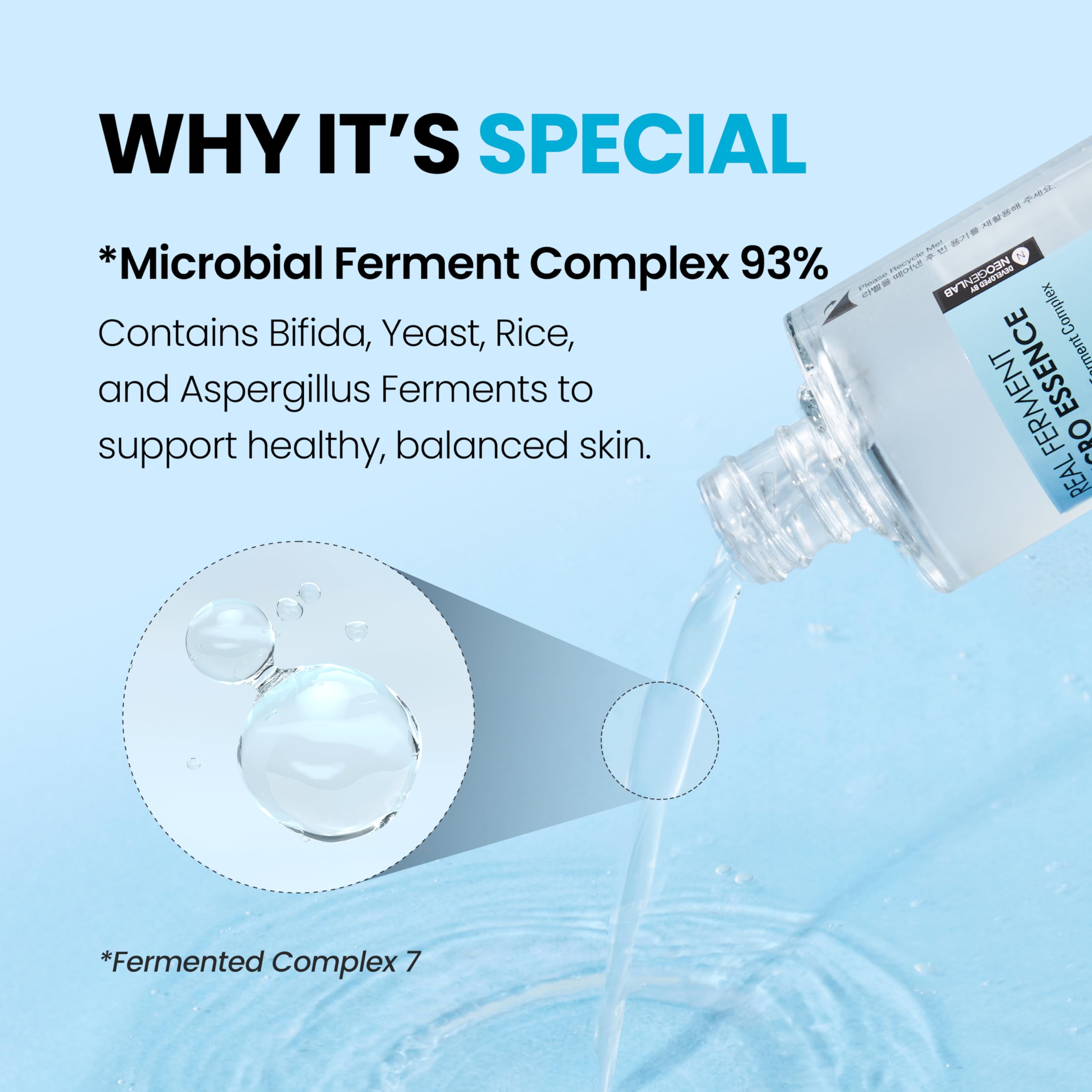 DERMALOGY Real Ferment Micro Essence ingredients brief spotlights birch sap and rice extract.