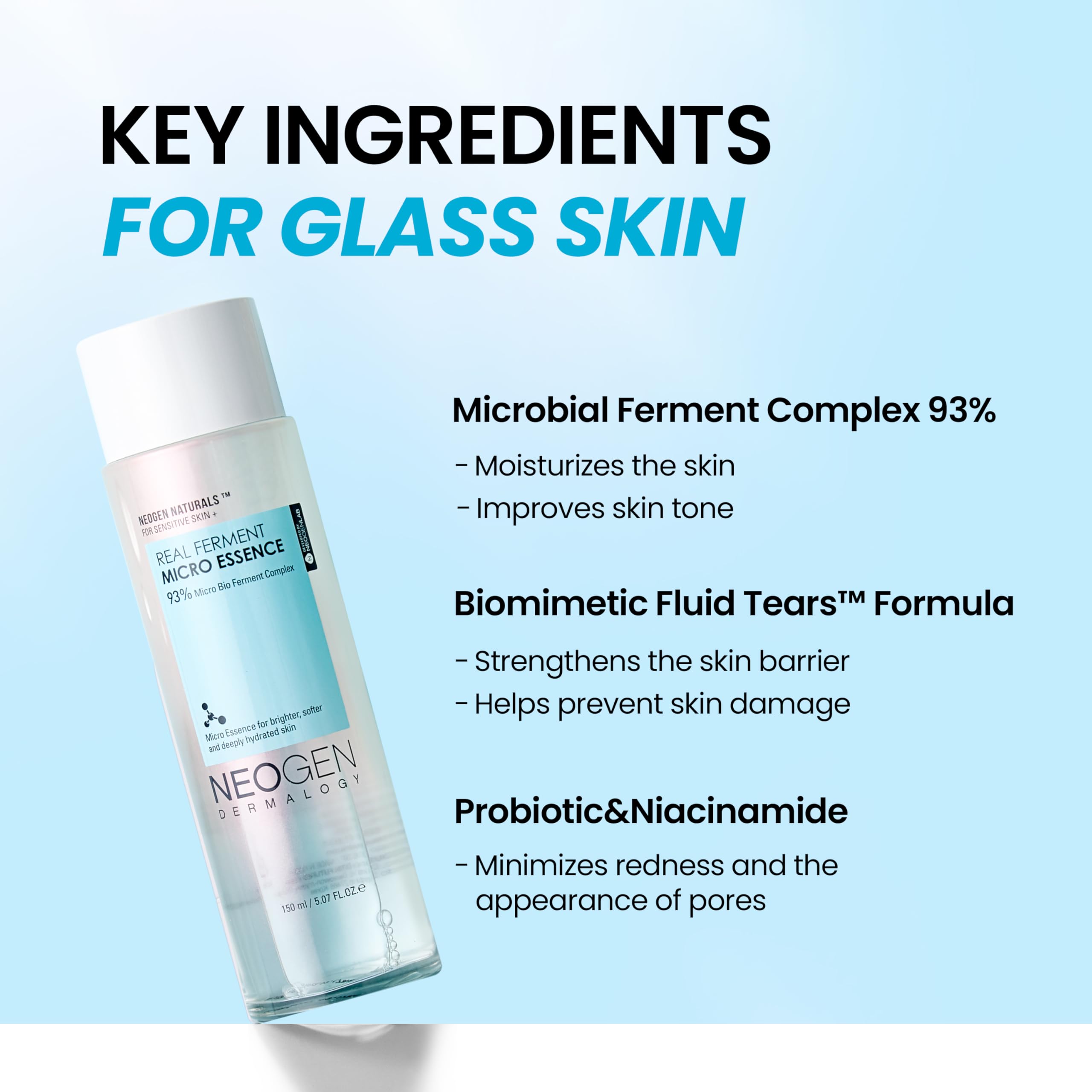 DERMALOGY Real Ferment Micro Essence texture swatch reveals light, fast-absorbing hydration.