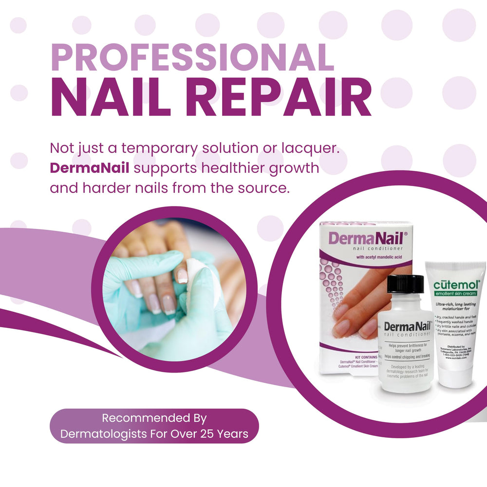 DermaNail hands nails before after closeup illustrating growth potential and nail health.
