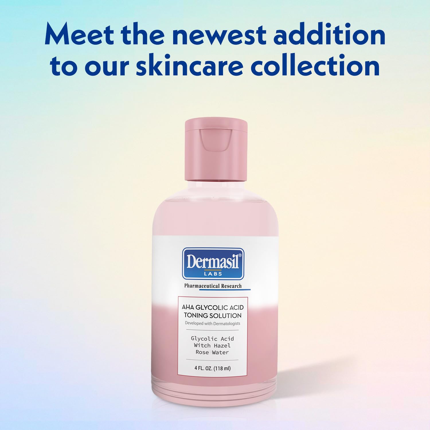 Dermasil witch hazel toner closeup emphasizes tightening and refreshing tone.