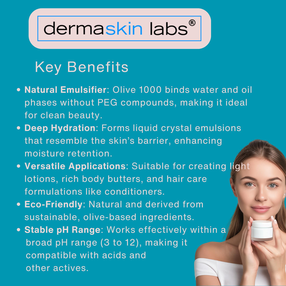Dermaskin Labs Olive 1000 in hair conditioner improves wet combability.