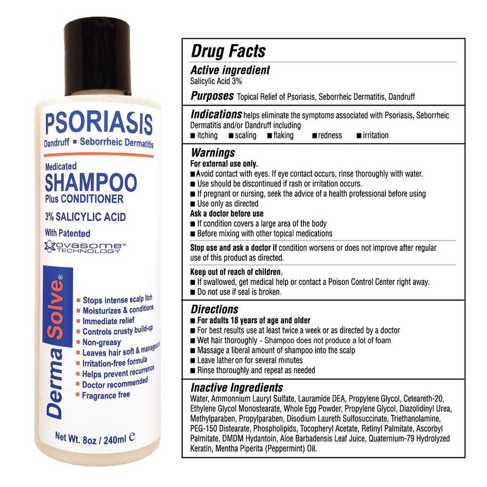 Dermasolve conditioner in hand reveals silky soft hair after cleansing.