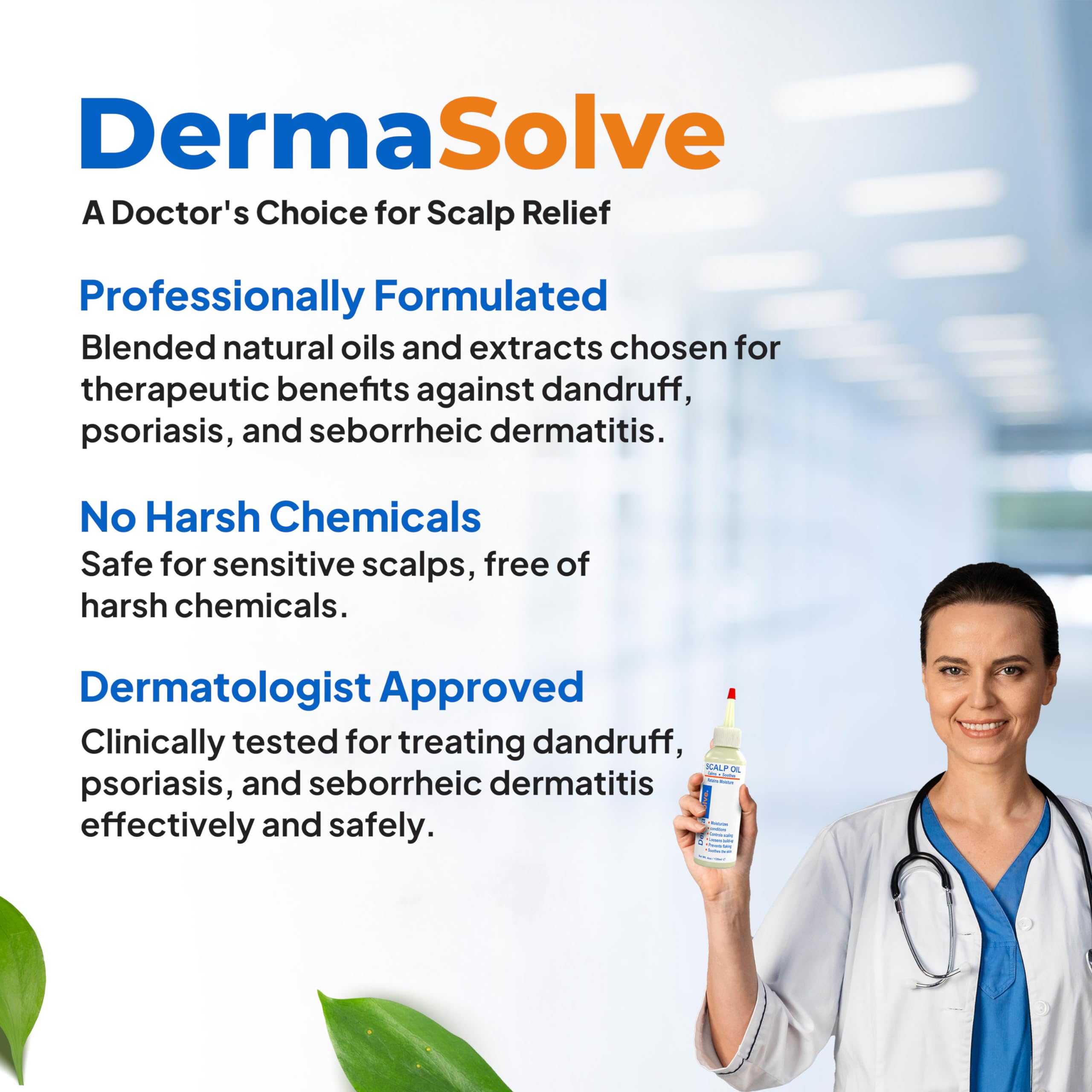 Dermasolve hops extract bottle highlights scalp-supporting nourishment