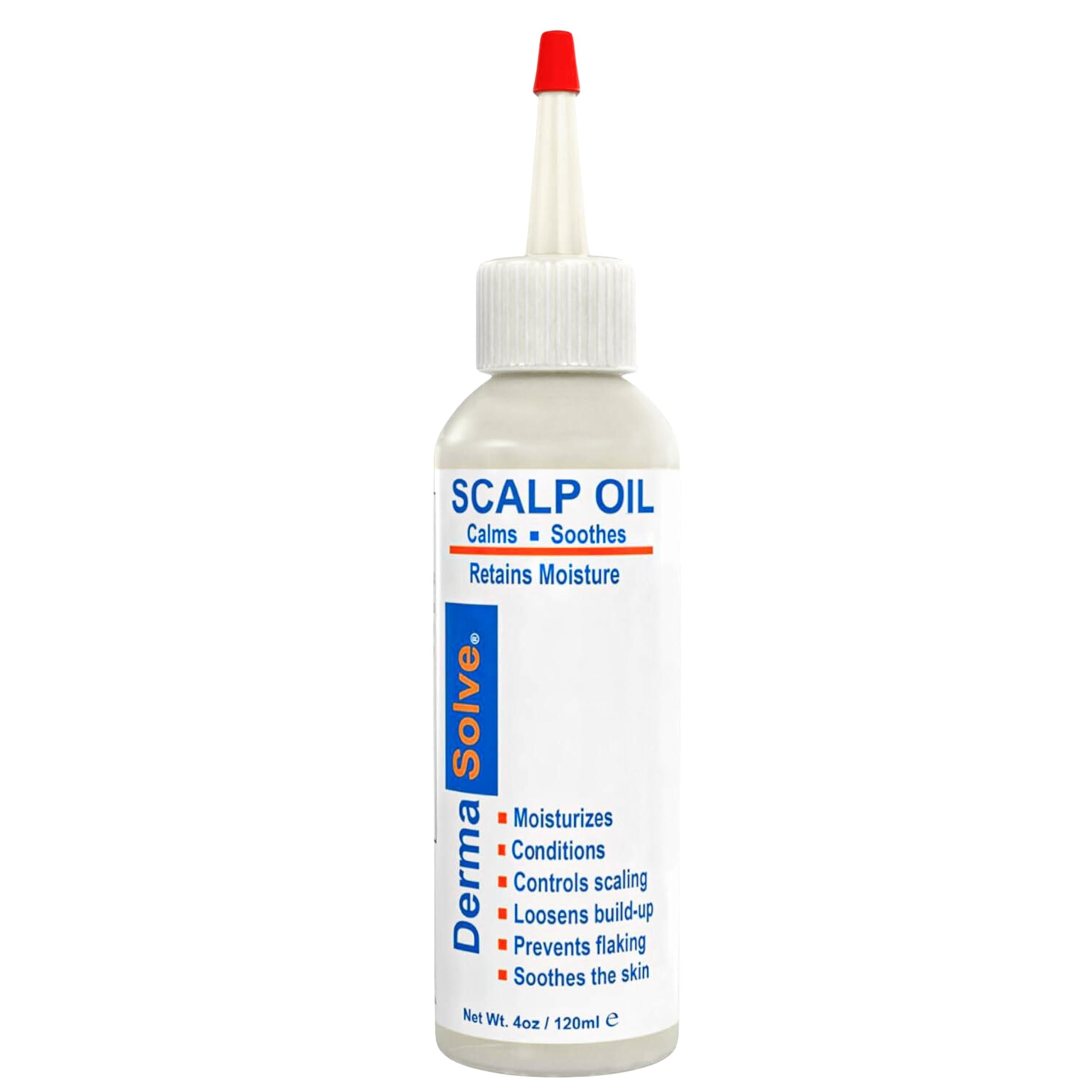Dermasolve scalp oil bottle shown for at-home itch relief and flake control