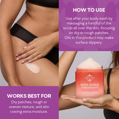Dermasuri body scrub on elbows and knees pictorial focus