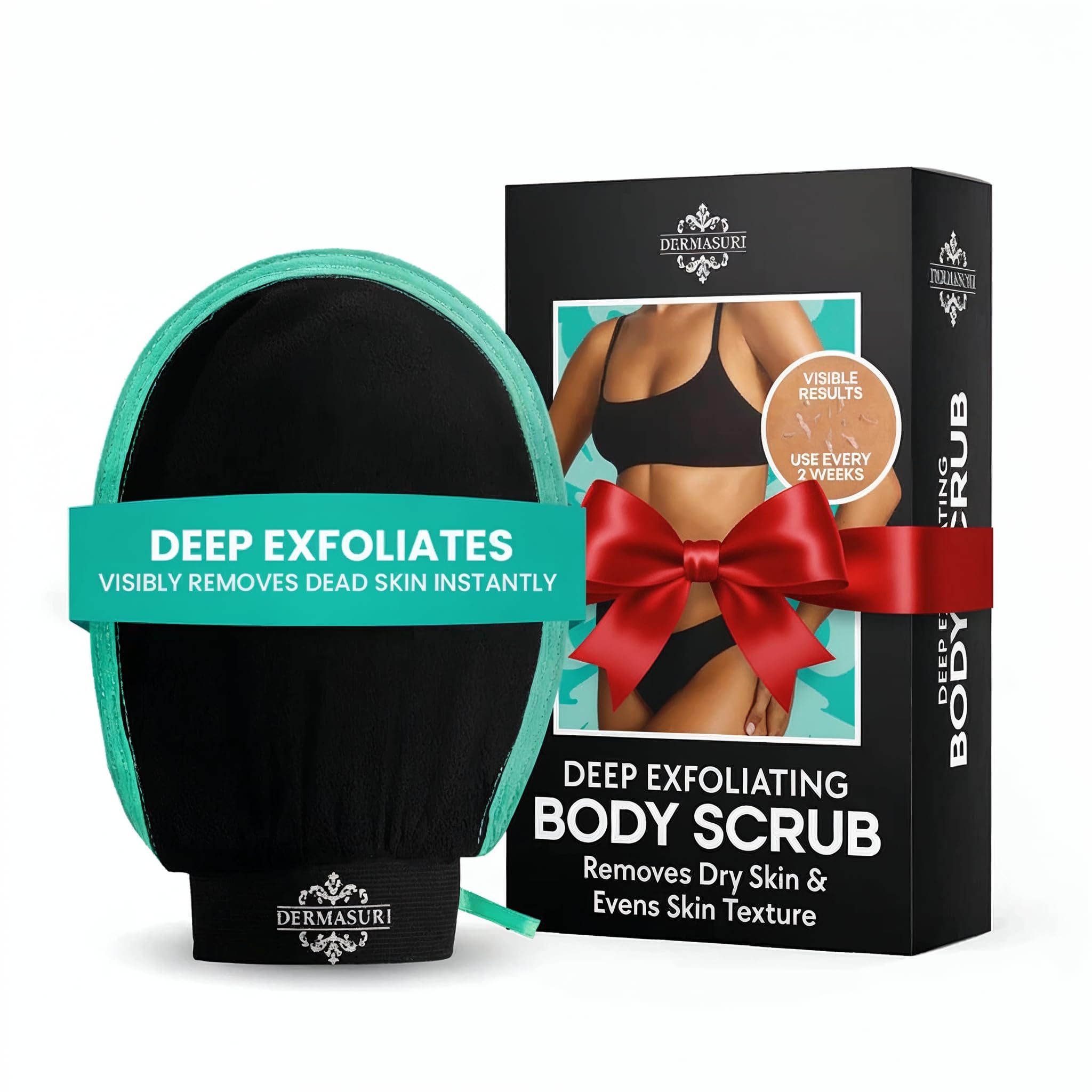 Dermasuri Deep Exfoliating Glove closeup for smooth buffing and radiant skin