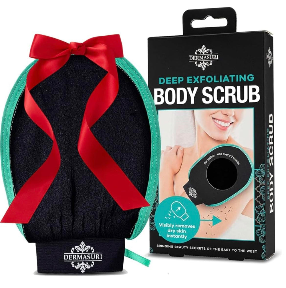 Dermasuri Deep Exfoliating Glove unboxing moment shows premium presentation