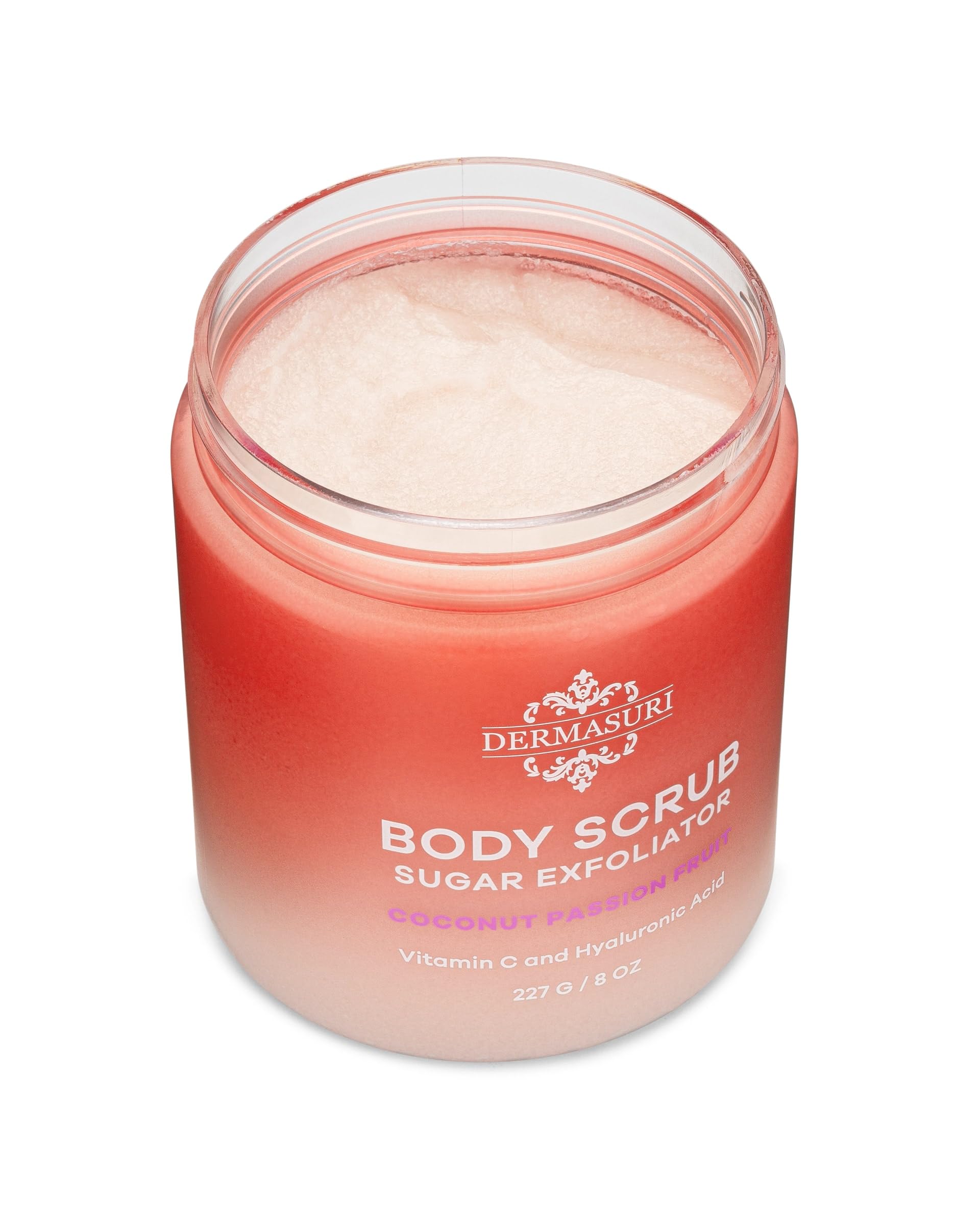 Dermasuri sugar scrub in shower environment ready for use