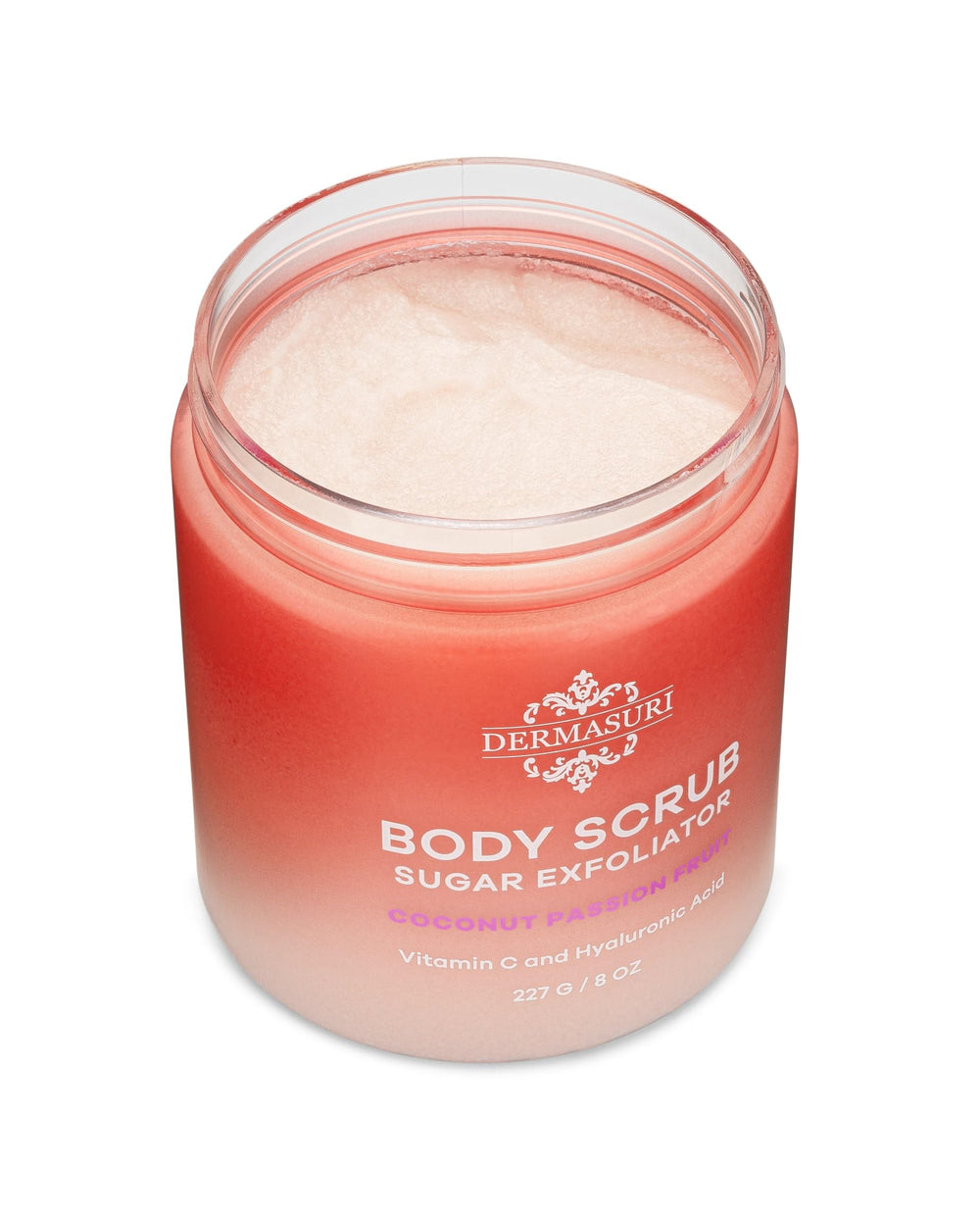 Dermasuri sugar scrub in shower environment ready for use