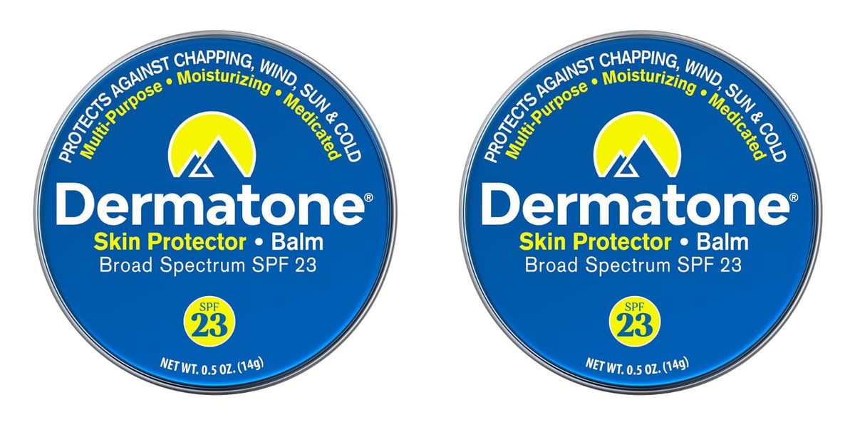 Dermatone Skin Protector Balm classic tin front view showing compact outdoor protection